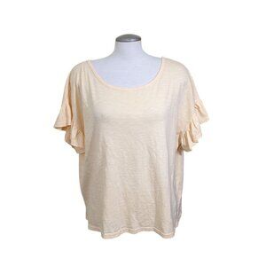 Jane Delancey Womens Top Size XL Peach Pastel Orange Ruffle Short Sleeve Cotton